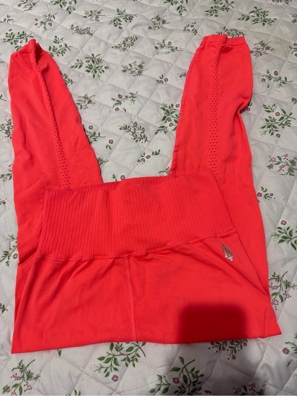 Free People Coral Ribbed High-Waist Leggings